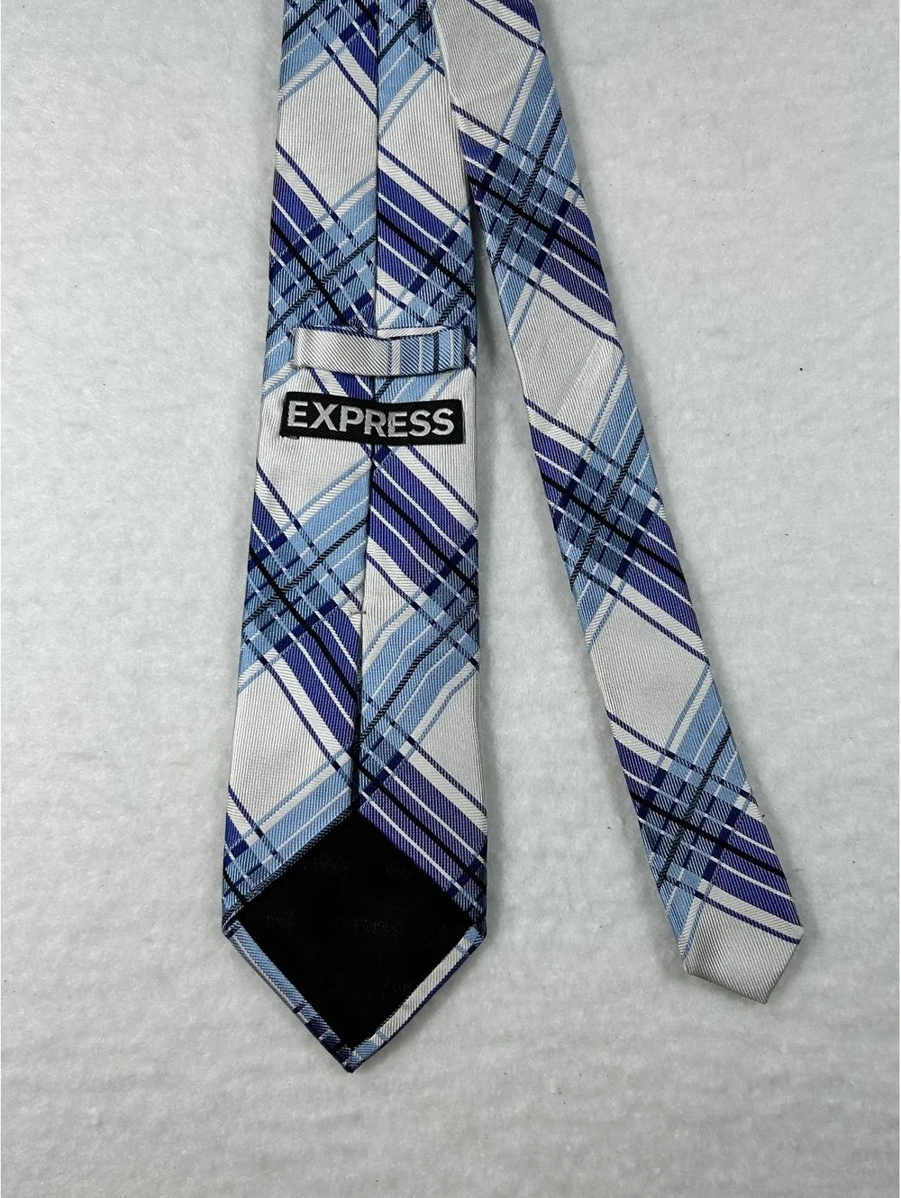 Express Men's Blue Plaid Silk Tie